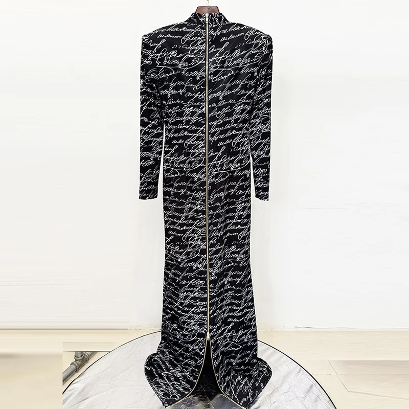 Nigikala Nigikala Early Spring New Star Fashion English Letter Printing Gold Velvet Dress Dress Dress