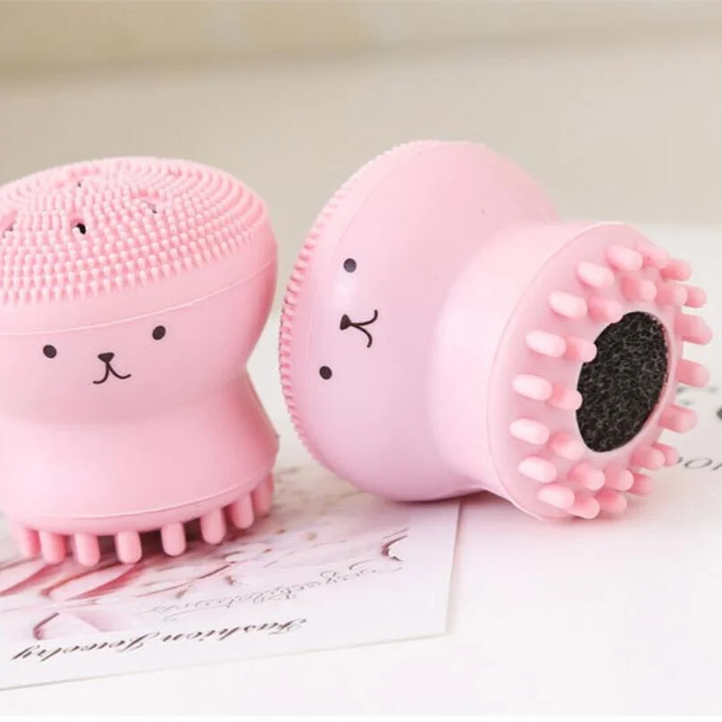 Cute Octopus Shape Soft Silicone Cleaning Brush Deep Pore Cleaning Exfoliator Washing Brush Skin Care tool Non - toxic portable