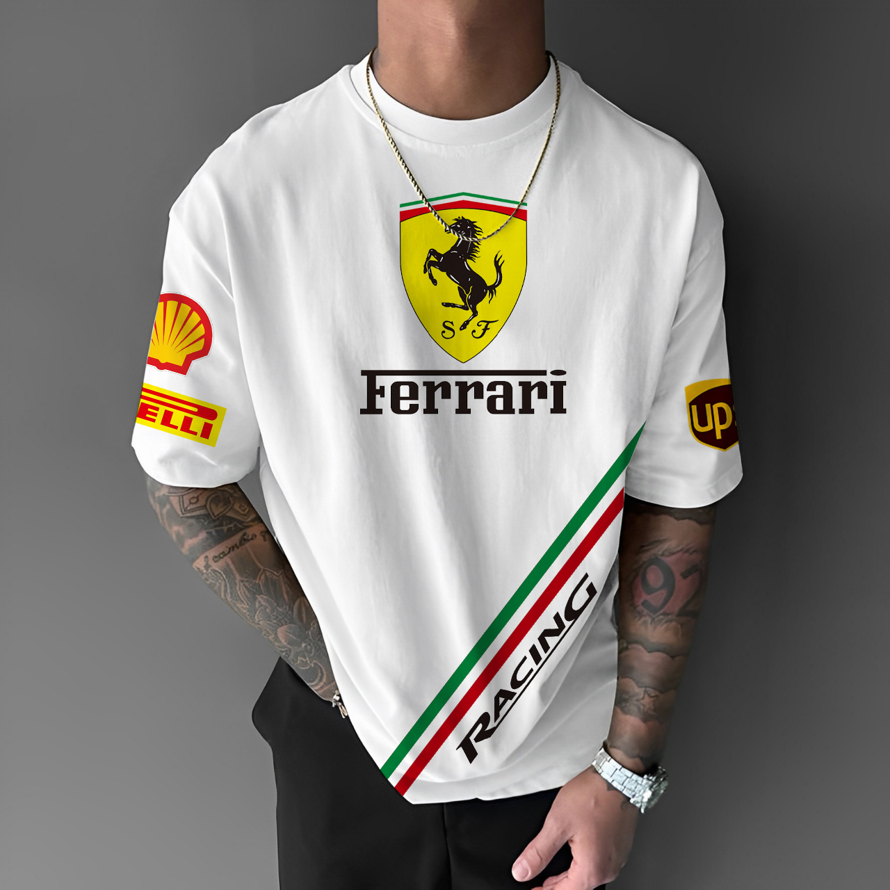 Unisex Racing Printed Casual Loose Short Sleeve T-Shirt / TECHWEAR CLUB / Techwear
