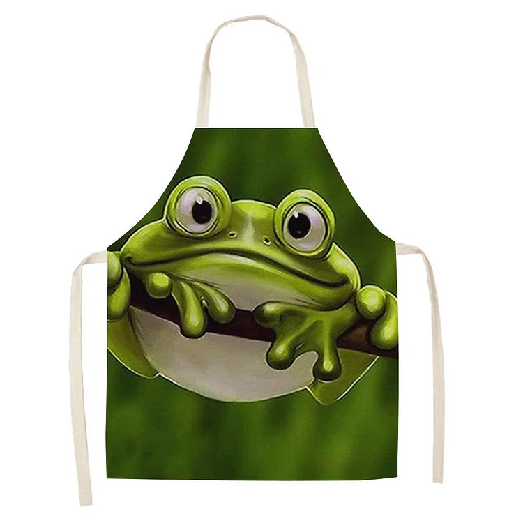 Waterproof Linen Kitchen Apron -frog