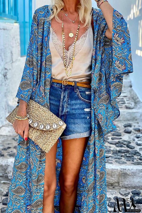 MidiSono - Can't Look Away Paisley Maxi Kimono Cover