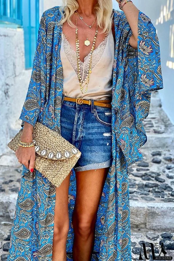 MidiSono - Can't Look Away Paisley Maxi Kimono Cover