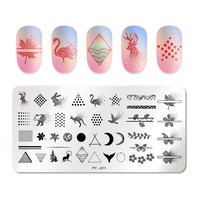 PICT YOU Nail Stamping Plates Square Overprint Wave Series Nail Art Image Stamp Stainless Steel Stencils Nail Tools F001-Nail Inspo