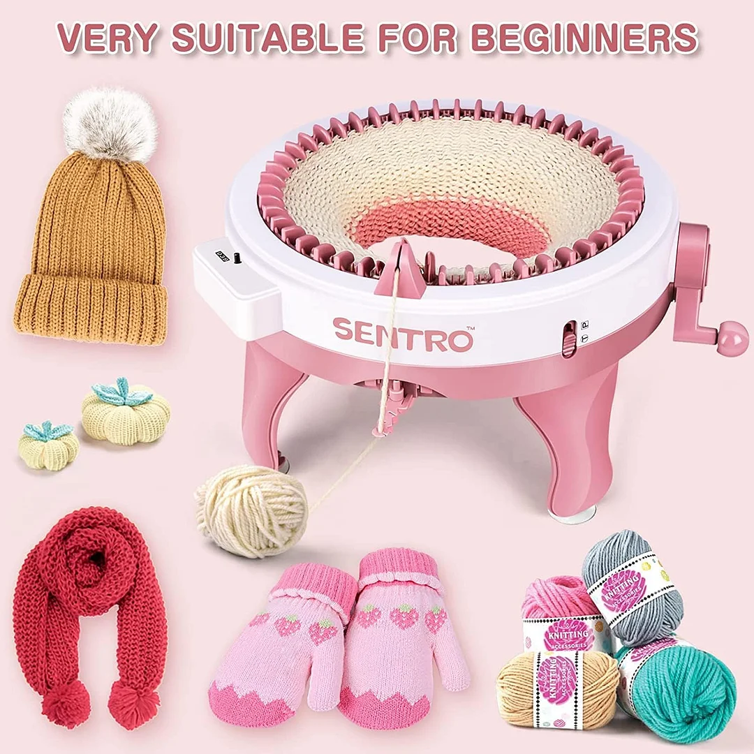 SENTRO Knitting Machine 48 Needles, Smart Knitting Crochet Machine, Double Crocheting Machine Kit,Circle Knit Loom Machine with Row Counter and Hand Crank