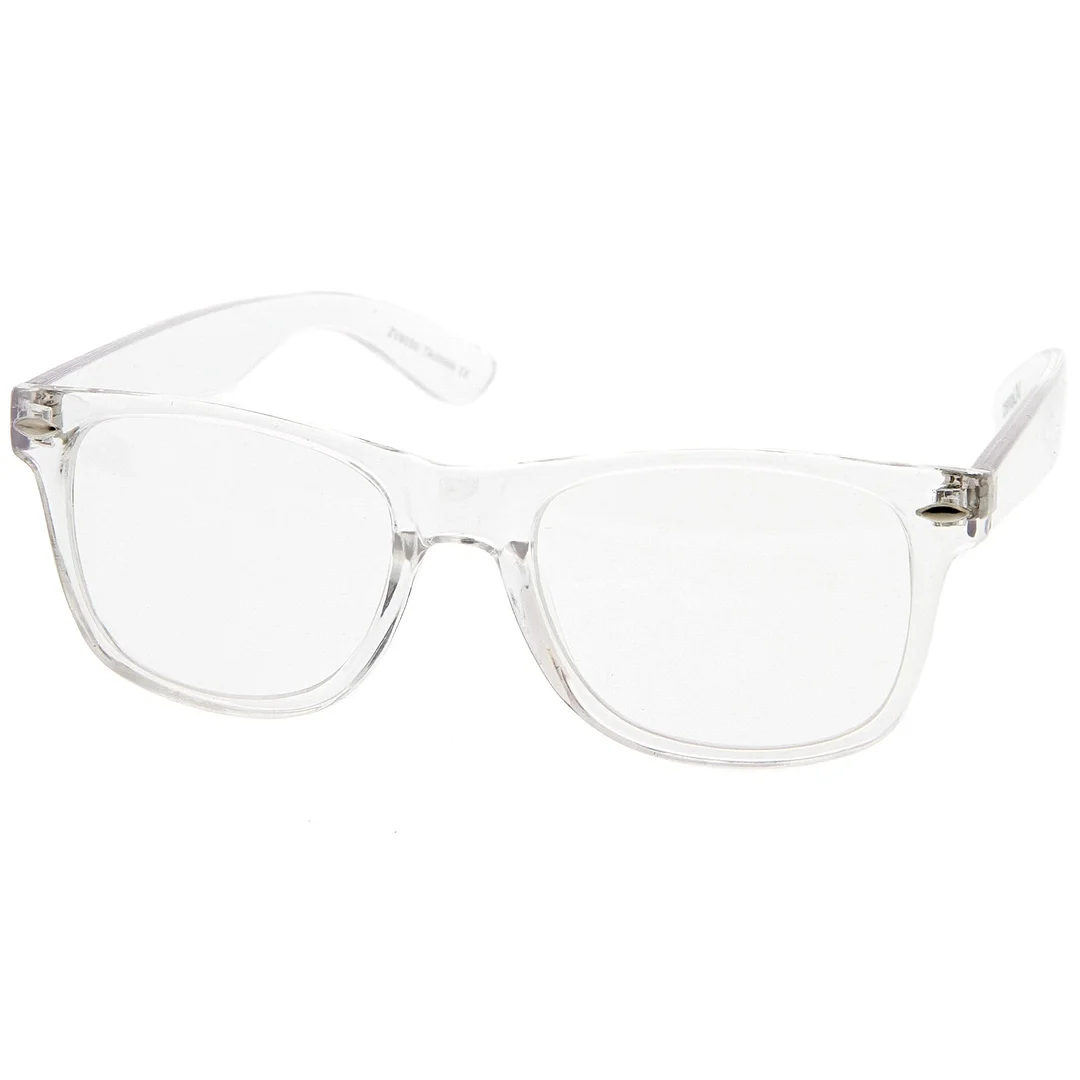 Retro Wide Temple Clear Lens Horn Rimmed Eyeglasses 54mm