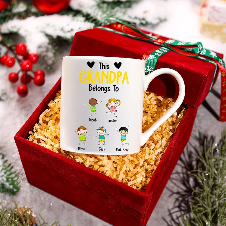 Personalized Family Christmas Mug Set With Gift Box With 1-6 Names-Christmas Birthday Gift Ceramic Coffee Mug for Family