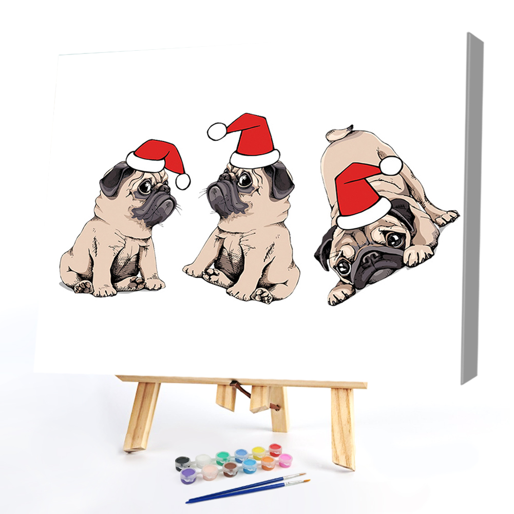 

50*40CM - Paint By Numbers - Christmas Puppy, 501 Original