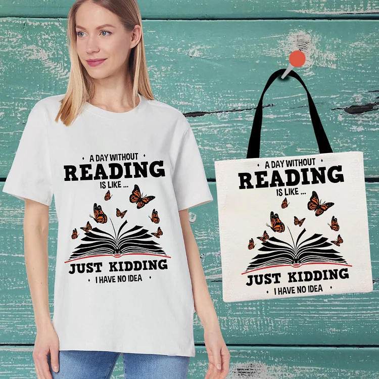 Reading Books T-Shirt With Handbag -BSTC1654