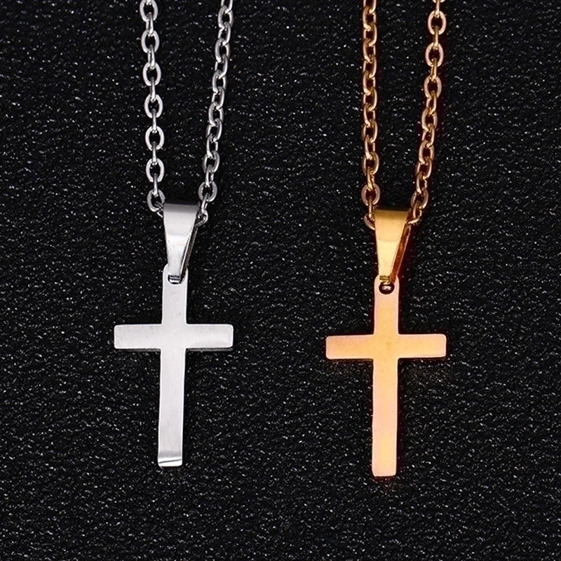 Stainless Steel 18K Gold Plated Modern Style Minimalist Plating Cross None Pendant Necklace Long Necklace