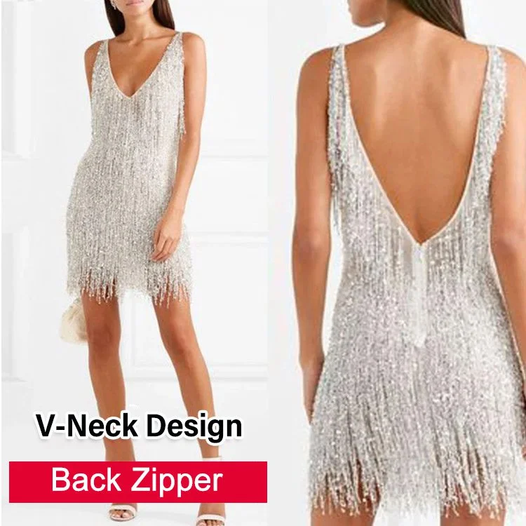 Vestido sexy con cuello en V tipo princesa