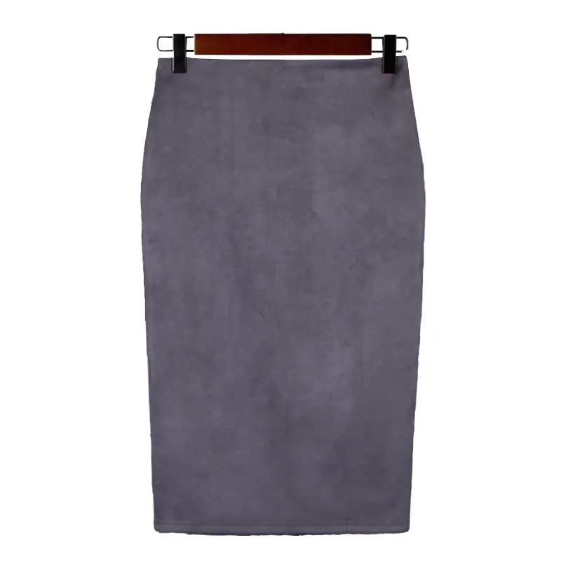 Churchf Churchf Skirt Solid Color Split Deer Skin Velvet Skirt High Purse Hip Thin Versatile Skirt
