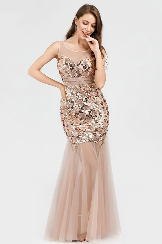 Gorgeous Sequins Mermaid Prom Dress Long Tulle Evening Gowns Online