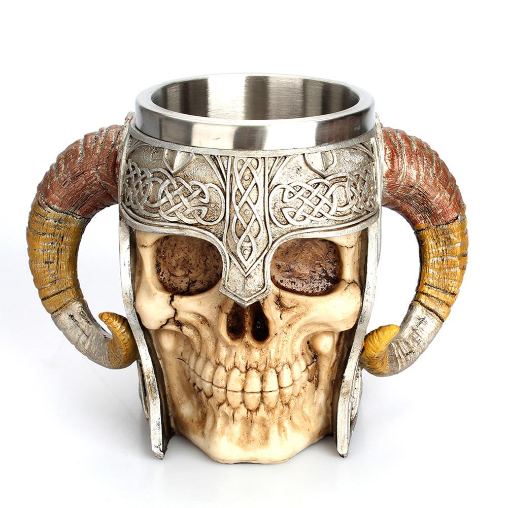

Stainless Steel 3D Drinking Cup Resin Skull Mug Beer Tea Cups Bar Drinkware, 501 Original
