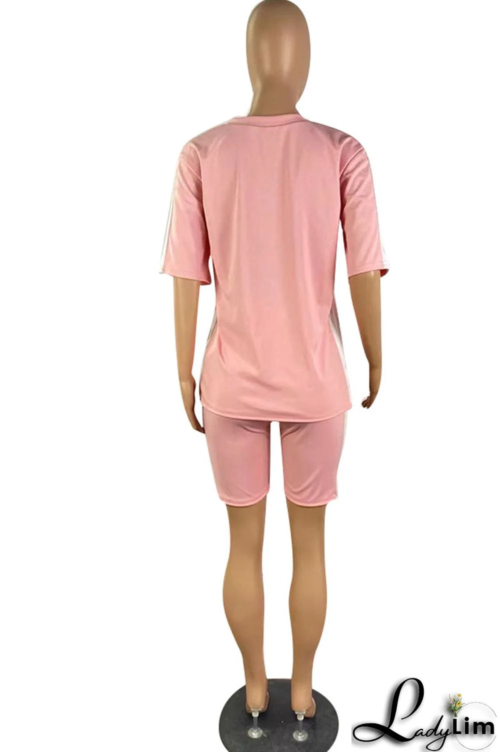 Red Casual Sportswear Solid Split Joint O Neck Short Sleeve Two Pieces