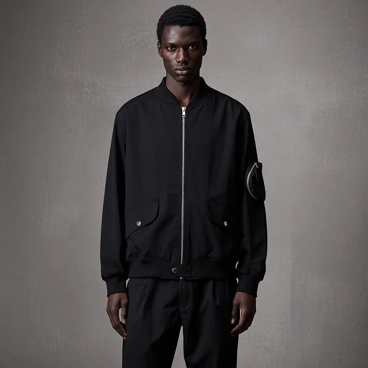 JUMA Unisex Tencel Bomber Jacket - Black