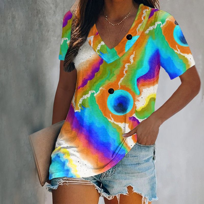 Abstract Colorful Tie-dye Printed Women's T-shirt