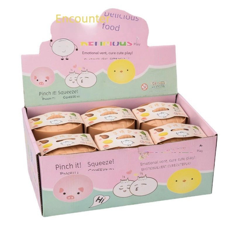 New Simulation Steamed Stuffed Bun Vent Color Steamed Stuffed Bun With Cage New Strange Decompression Steamed Stuffed Bun Toy Direct