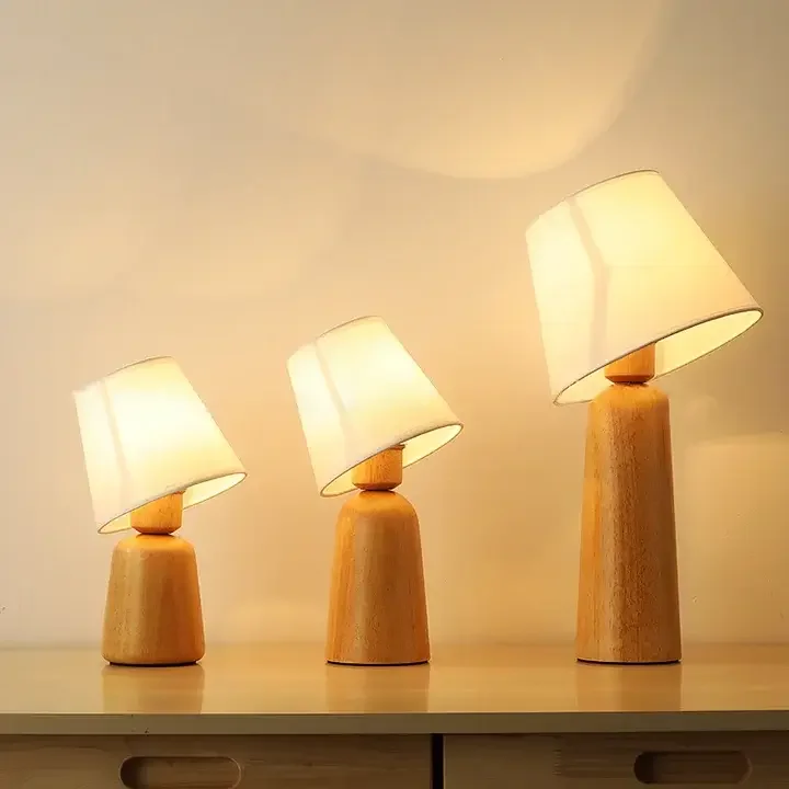 Solid Wood & Fabric Shade LED Table Lamp
