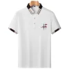 Men's High-end Mulberry Silk Embroidered Ribbed Lapel Casual Polo Shirt