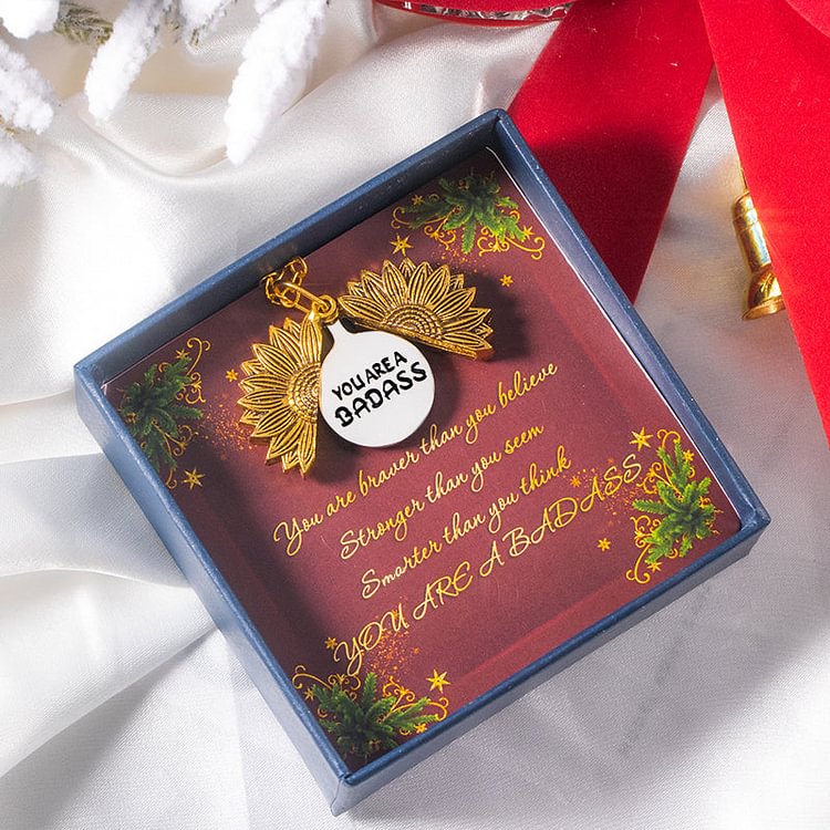 You Are A Badass Sunflower Necklace - Christmas Gift Pack