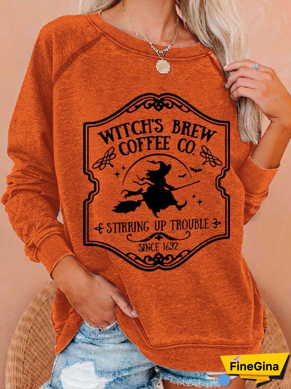 Womens Casual Witch Brew Coffee Stop Spell Since 1962 Long-Sleeved Sweatshirt