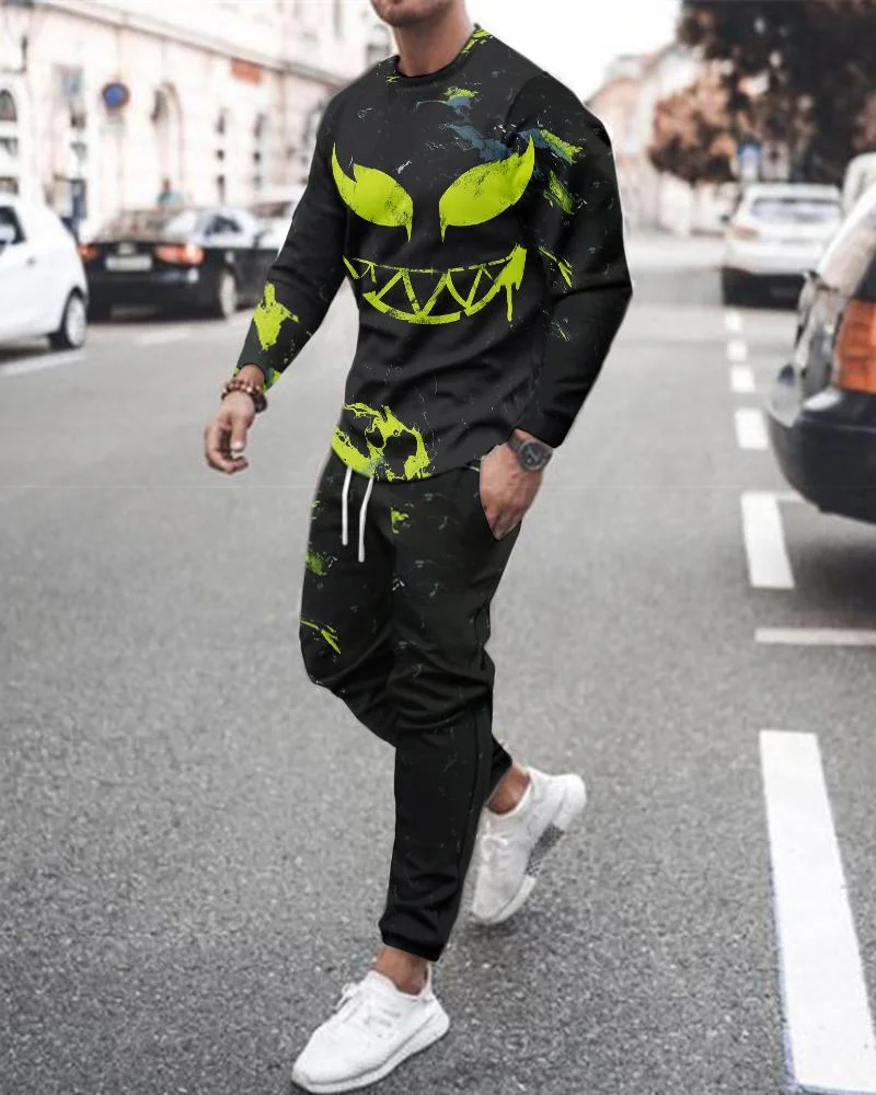 Men's Fashion Printing Long-sleeved Suit-11