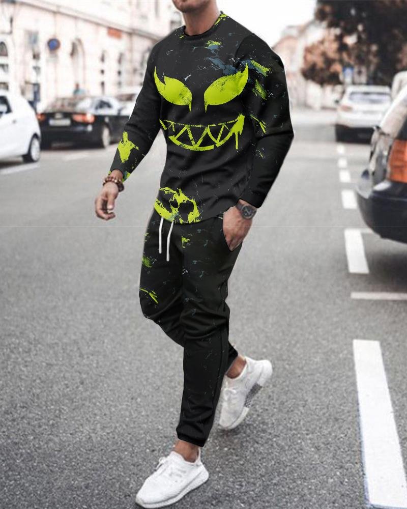 Men's Fashion Printing Long-sleeved Suit-11