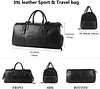 Leder Sporttasche Reisetasche mit Schuhfach, Echtleder Fitnesstasche Umhängetasche Gym Bag, Wasserdicht Handgepäck Weekender Rucksack für Männer und Frauen
