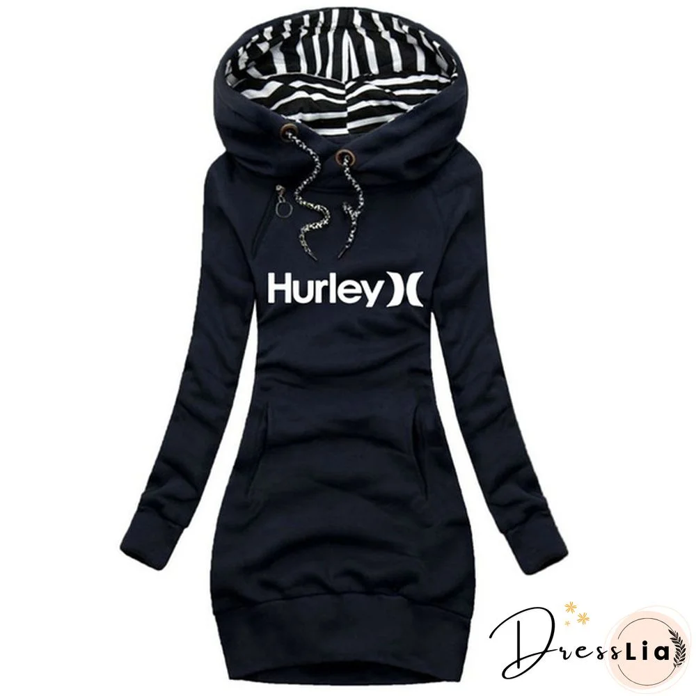 Women Hoodie Dress Long Sleeve Hoodie Casual Hooded Jumper Pockets Sweater Tops