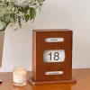 Creative Mid-Century Cherry Wood Desk Calendar | Original Design, Retro Perpetual Calendar Decorative Ornament