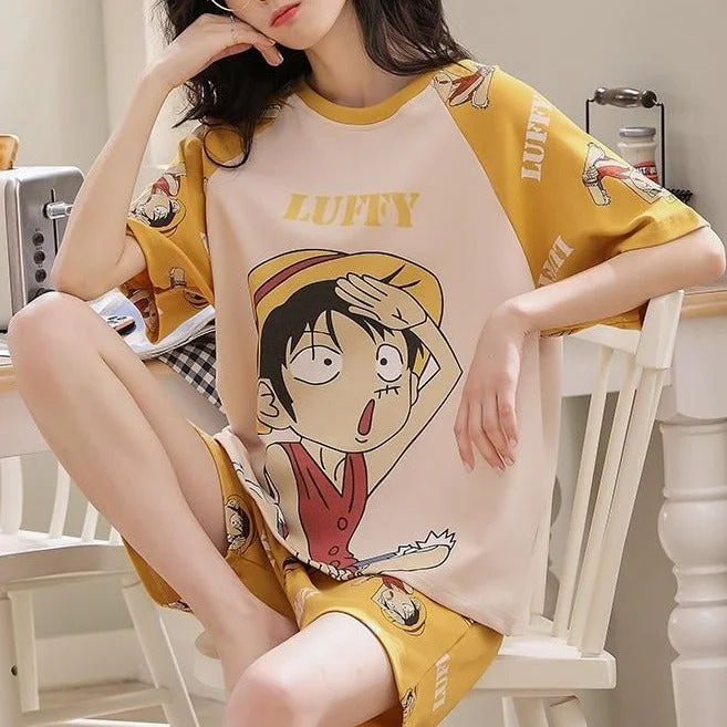 One Piece Luffy Short Sleeve Tops Shorts Pajamas Set SP16125