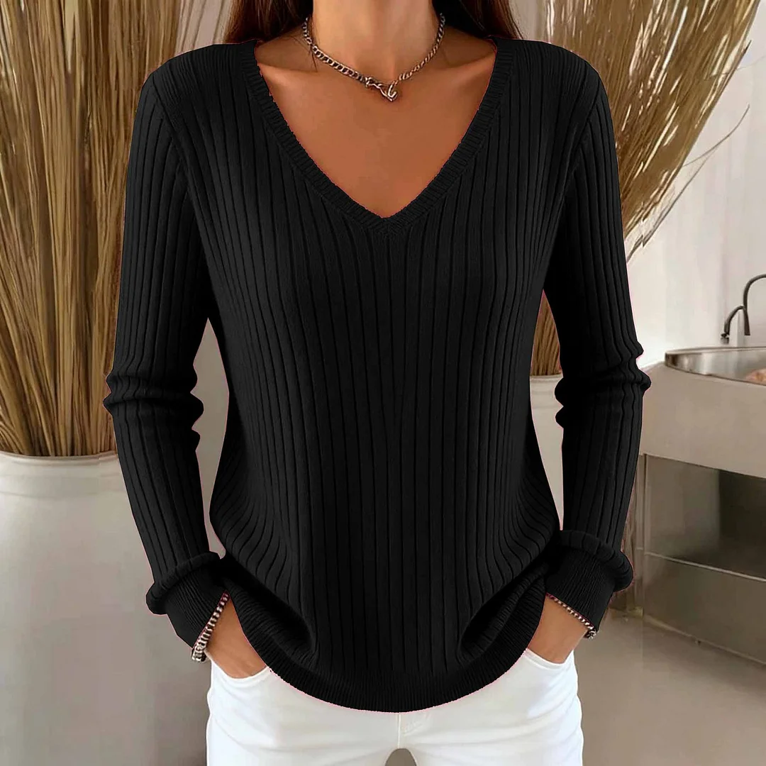 Athvotar Athvotar Sheintemu Autumn And Winter Long Sleeve V. Collar Pit Sweater New Burst