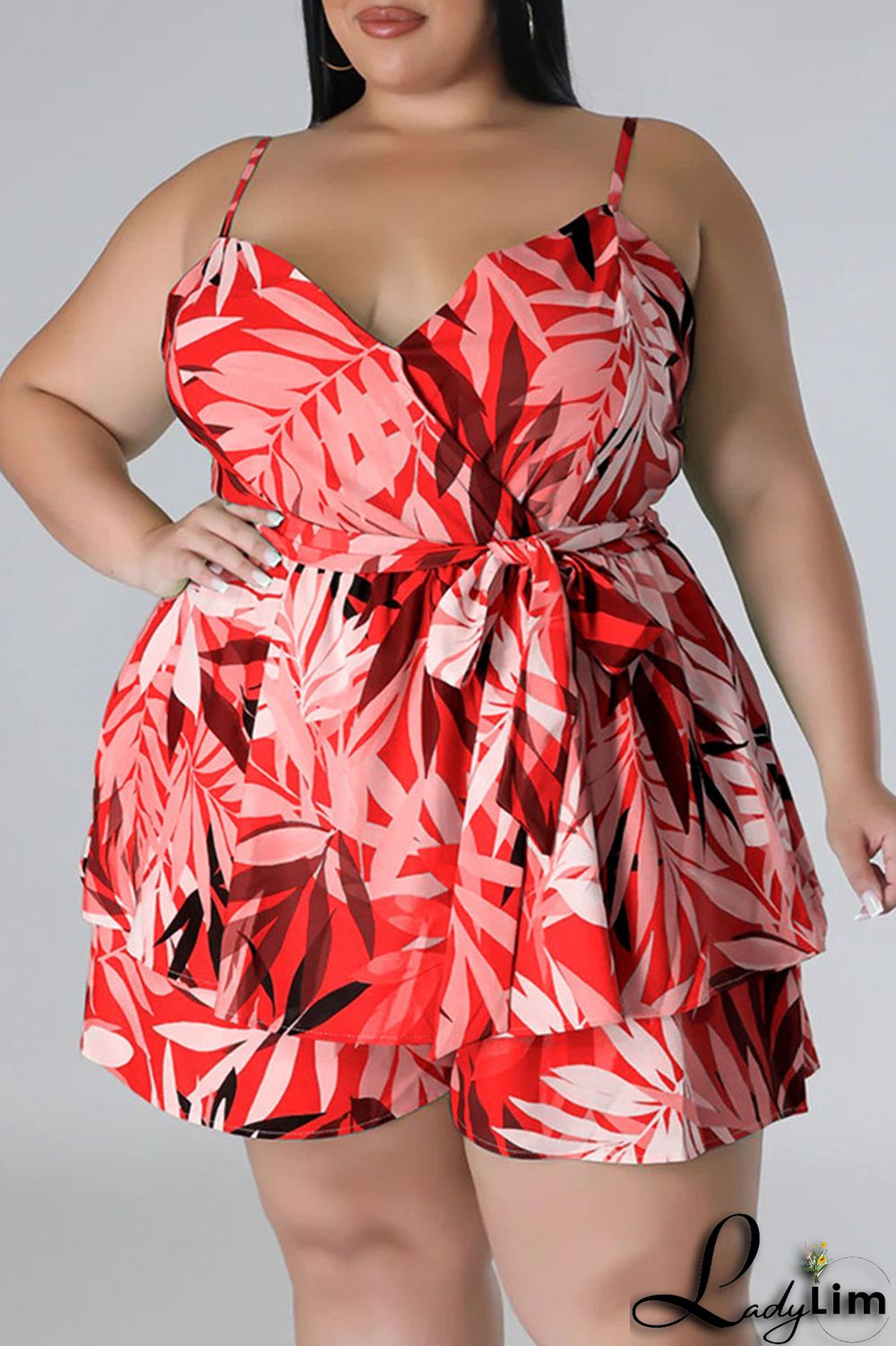Blue Casual Print Patchwork Spaghetti Strap Plus Size Two Pieces