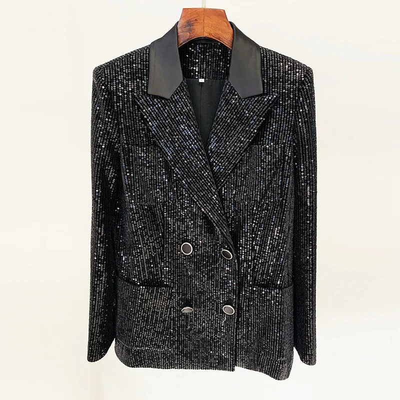 Nigikala Nigikala Fashion New Gold Velvet Sleek Double Buckle Blazer Jacket Repair Micro-Tlip Trousers Set