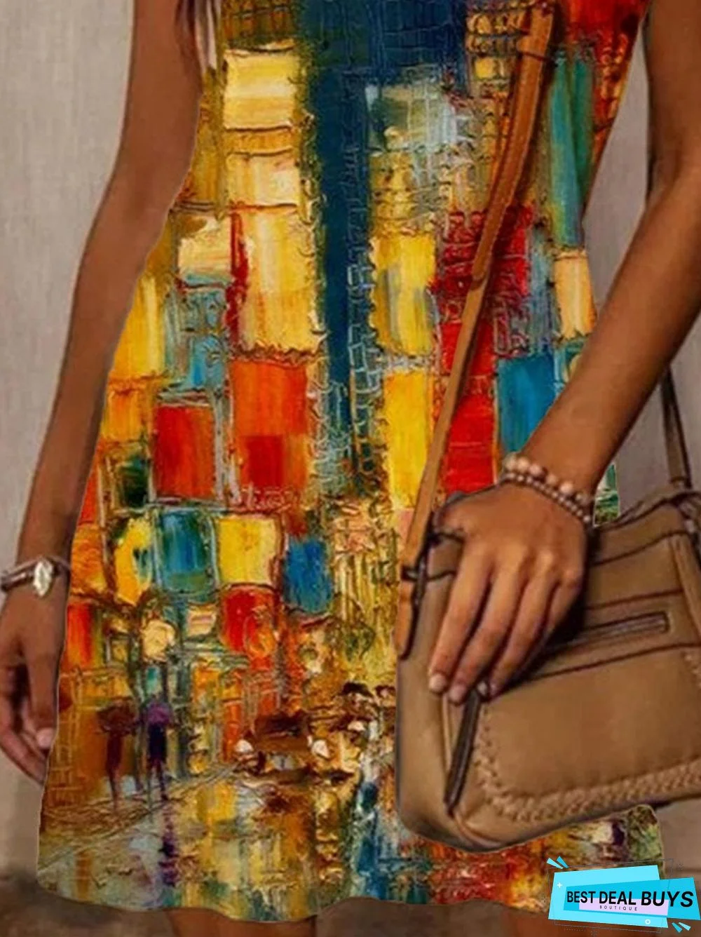 Plus Size Vintage Holiday Boho Shift V Neck Abstract Casual Dresses