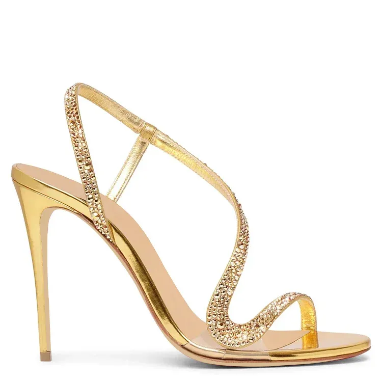 100mm Spotlight Wavy Straps Sandals  Stilettos-vocosishoes