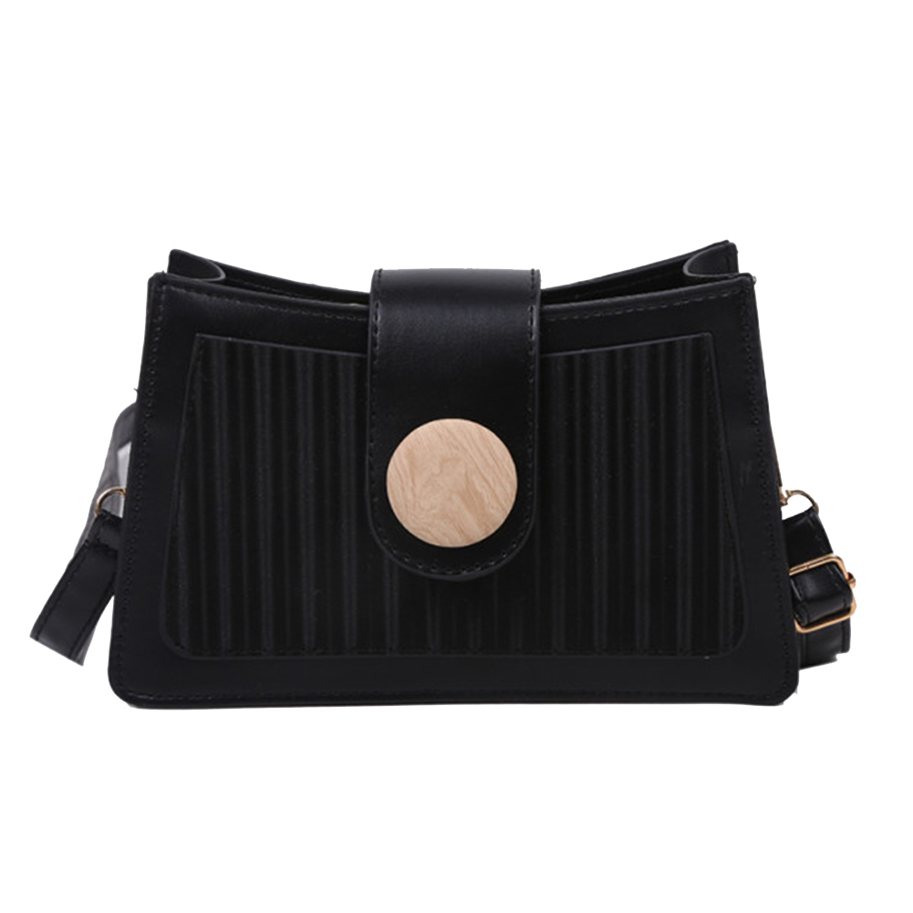 

Fashion Women PU Crossbody Bags Solid Round Buckle Shoulder Pouch -Black, 501 Original