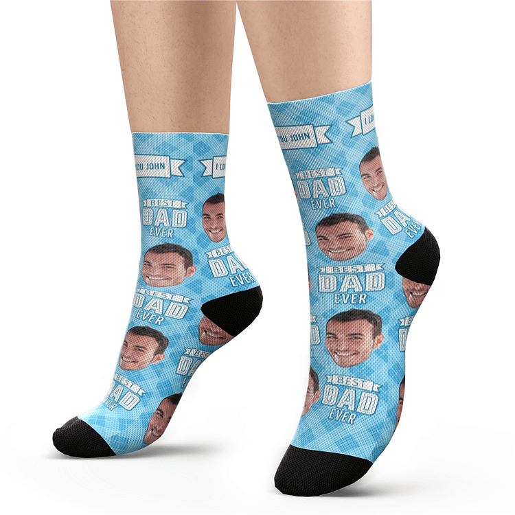 Custom Best Dad Ever Photo Socks With Your Text