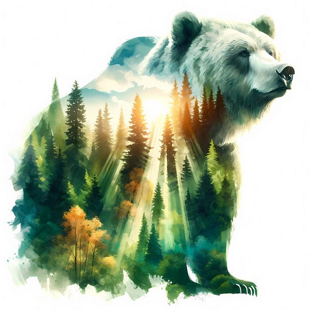 Forest Bear 30*30cm(canvas) full round drill diamond painting