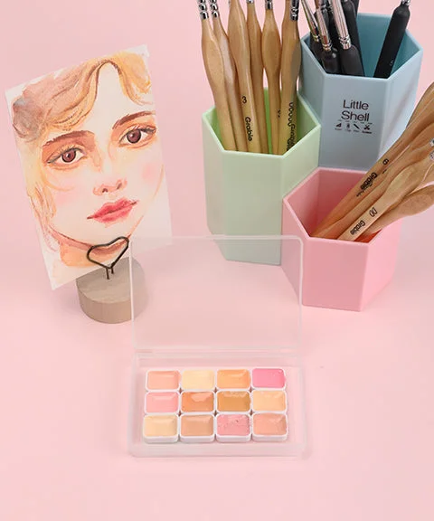 12 Colors Hand-poured Skin Tone Watercolor Paint Set-Himinee.com