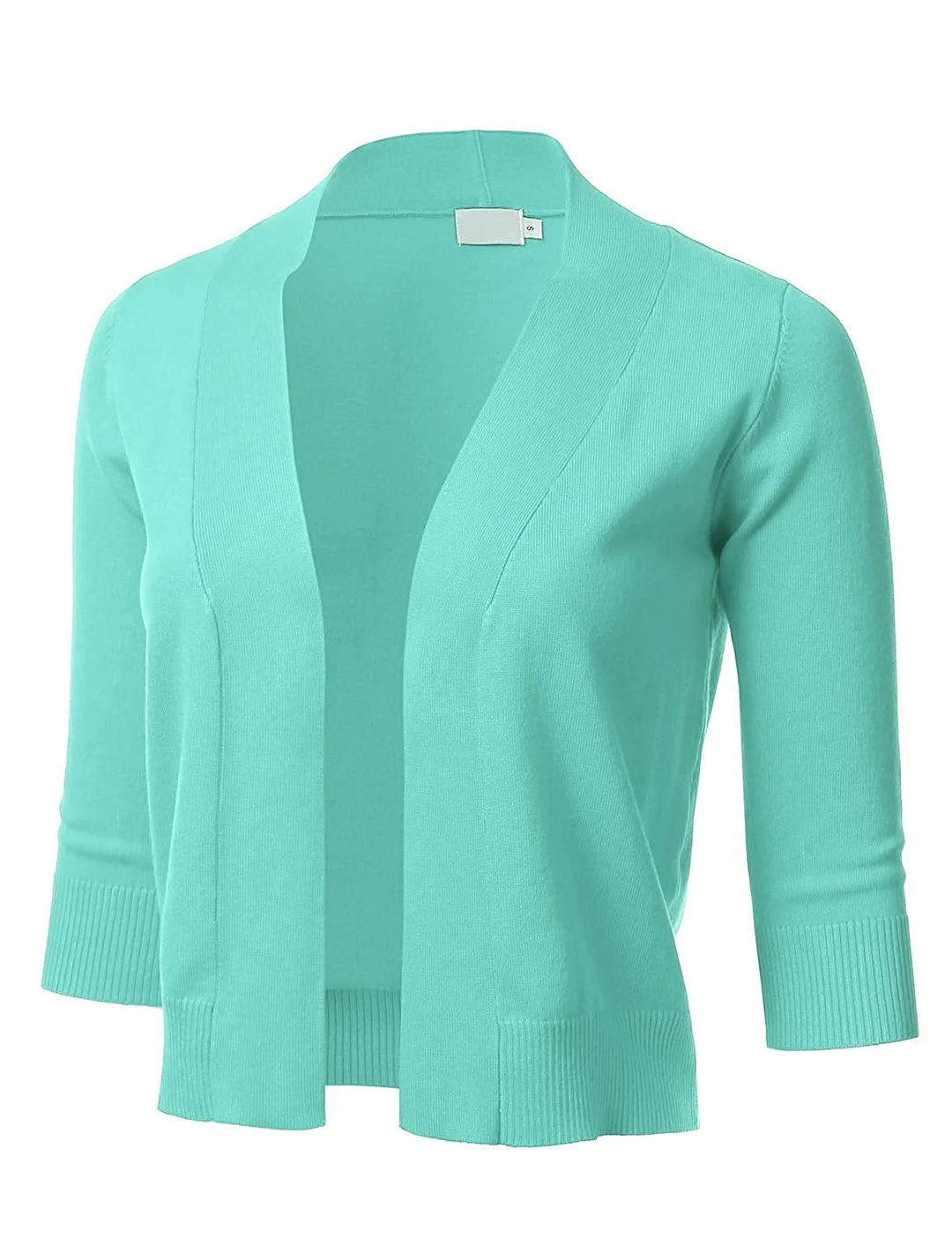 Women's Classic 3/4 Sleeve Open Front Cropped Cardigan (S-3XL)