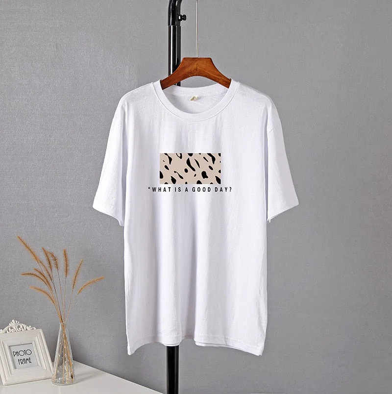 Hirsionsan Leopard Printed T Shirt Women 100% Cotton Oversized Gothic Graphic Female Soft Tops Harajuku Loose Cusual Tees Ladies