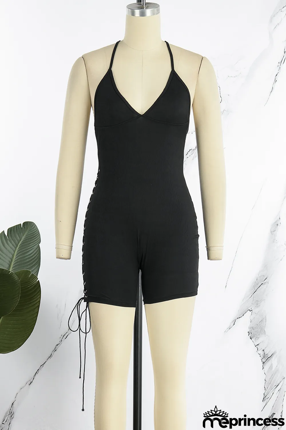 White Sexy Casual Solid Backless V Neck Skinny Romper