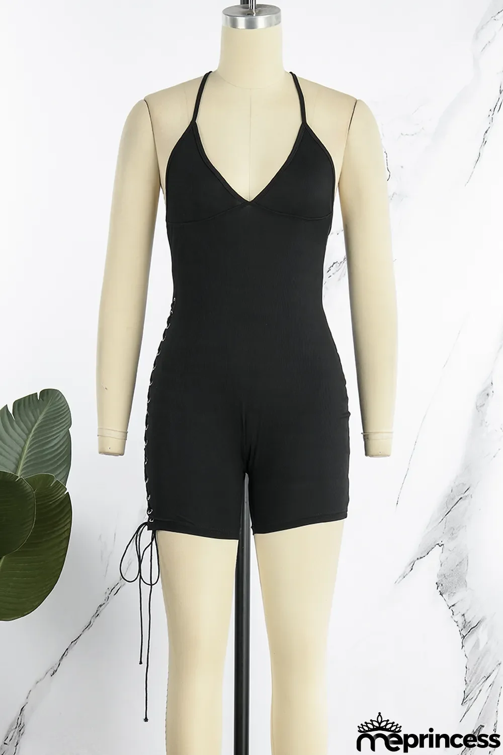 White Sexy Casual Solid Backless V Neck Skinny Romper