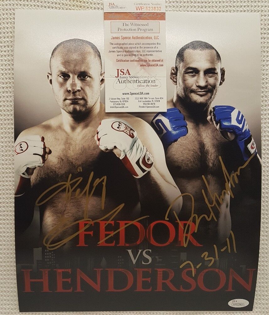 FEDOR EMELIANENKO vs DAN HENDERSON Signed Autograph UFC, MMA, StrikeForce. JSA