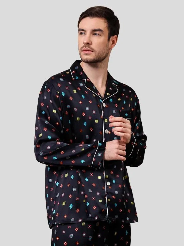 22 Momme High Quality Design 2019 High Quality Printed Silk Pajamas Set for Men-Real Silk Life
