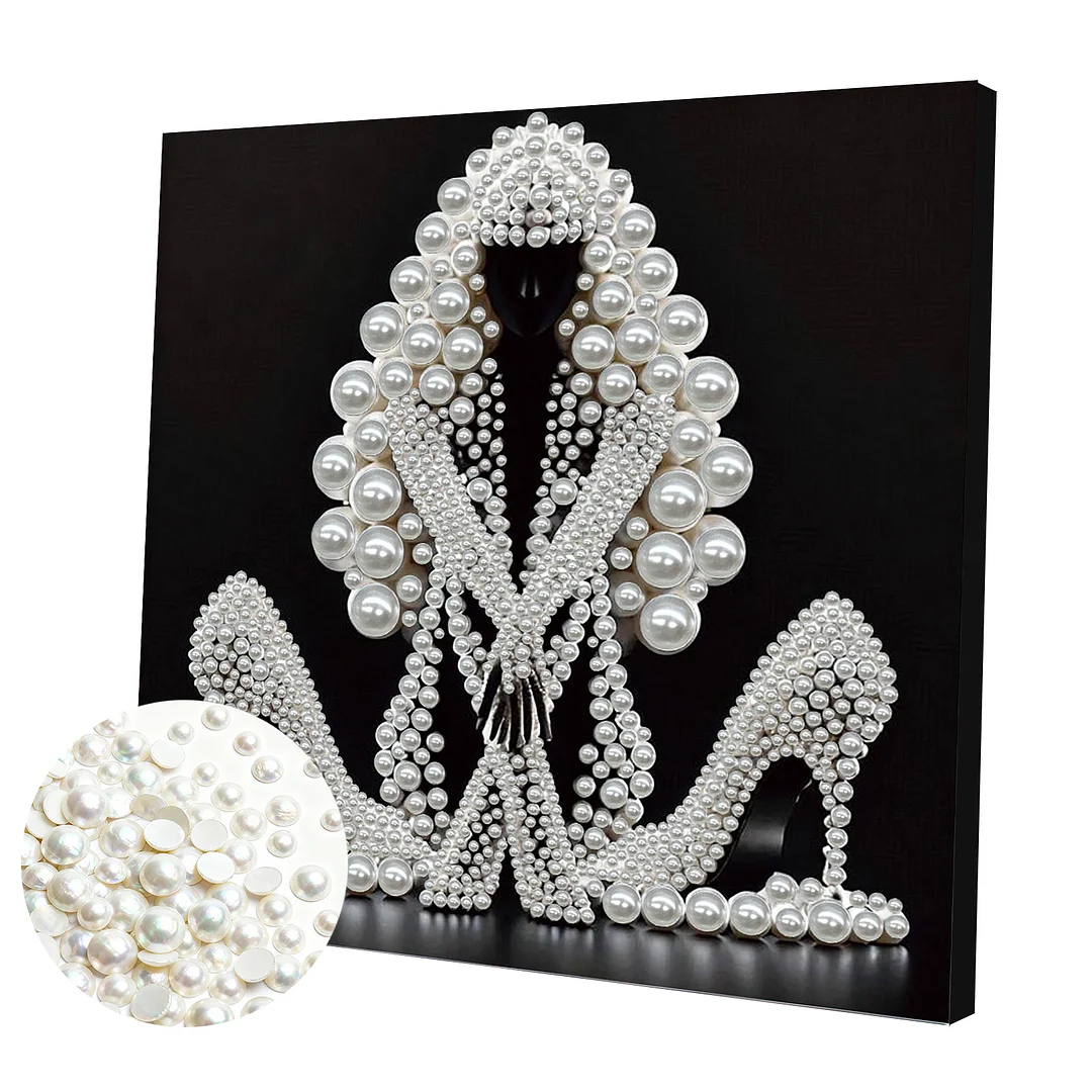 Elegant Lady - DIY Pearl Diamond Art Kit With Frame 30*30cm