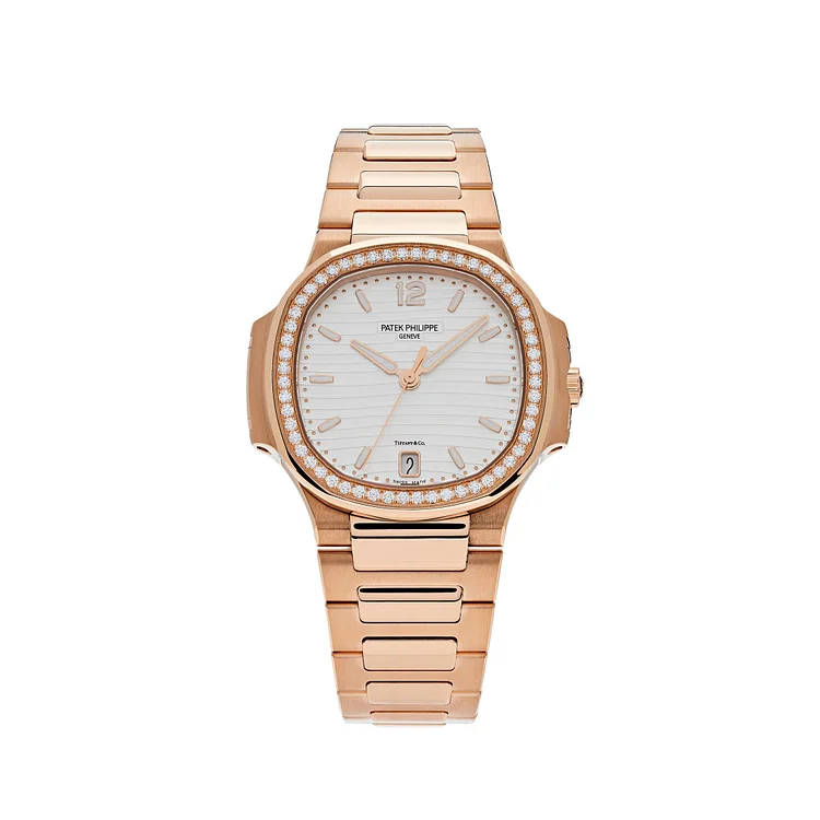Patek Philippe Nautilus Rose Gold Diamond Bezel White Tiffany & Co. Dial 7118/1200R-001