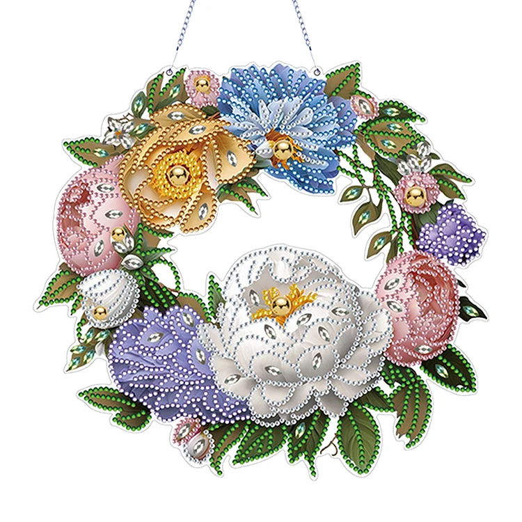Special Shaped Crystal Painting Wreath Kit Acrylic Diamond Art Painting Garland(Single Side Drill)