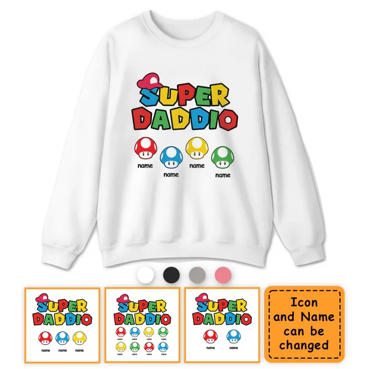 Personalized Crewneck Sweatshirt-Customized Super Daddio